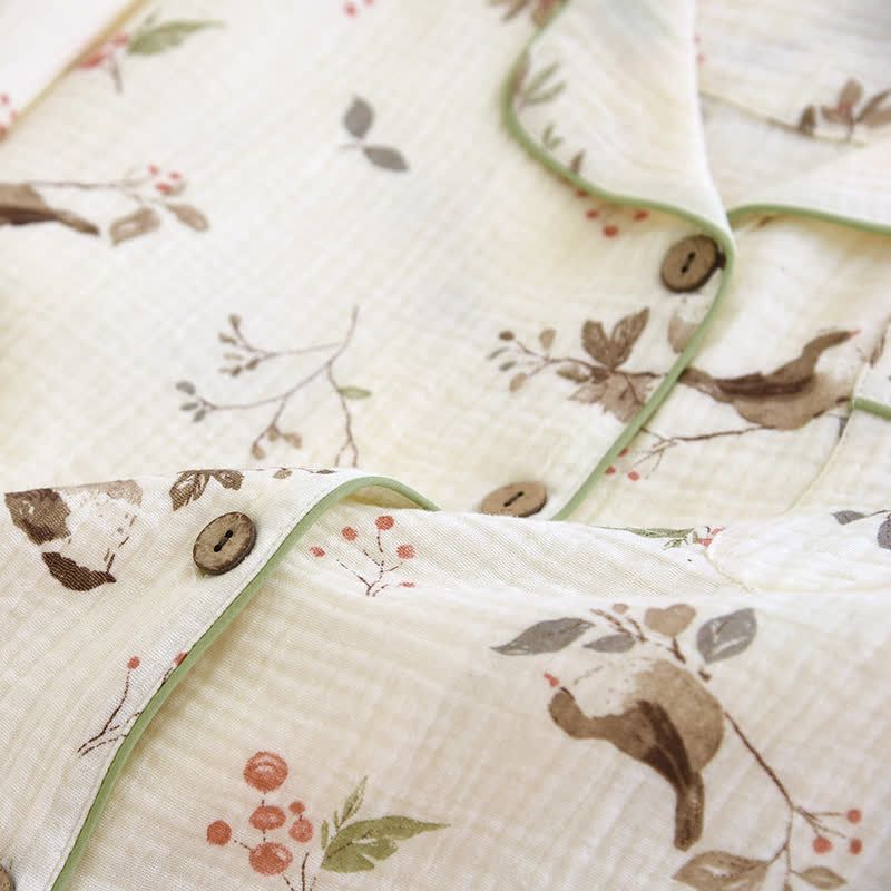 Pigiama in garza di cotone jacquard rurale