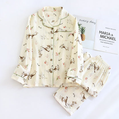 Pigiama in garza di cotone jacquard rurale