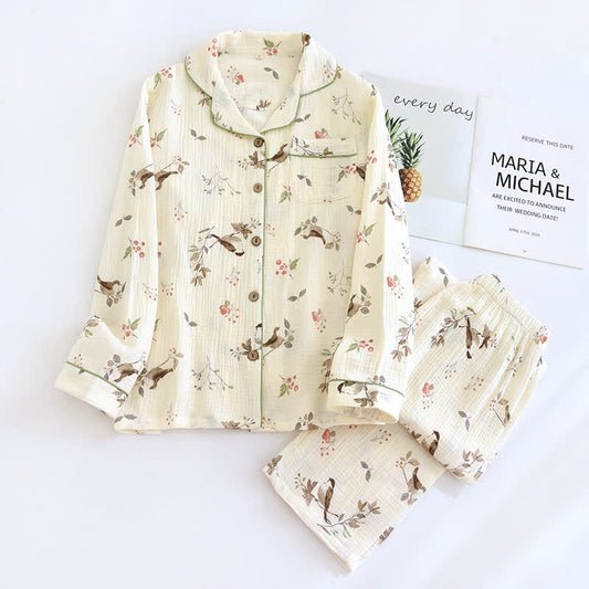 Pigiama in garza di cotone jacquard rurale