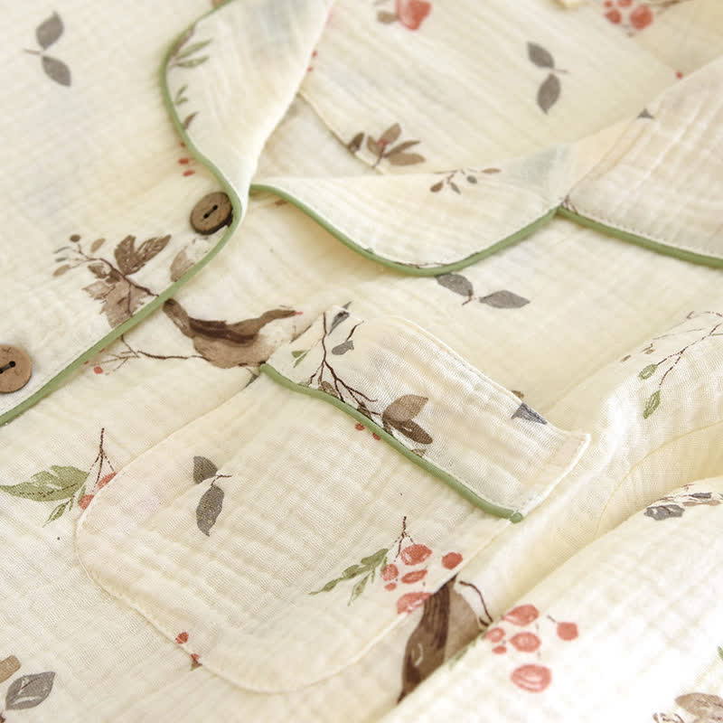 Pigiama in garza di cotone jacquard rurale