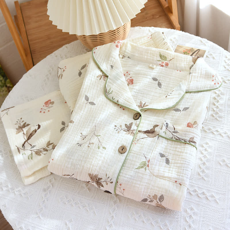Pigiama in garza di cotone jacquard rurale