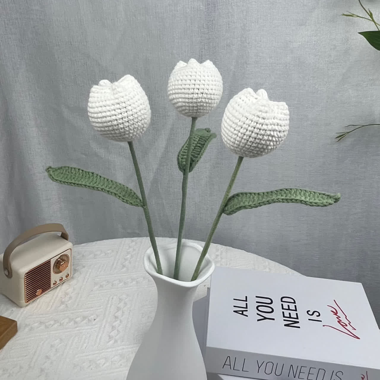 Bouquet di tulipani artificiali, decorazione per la casa (3 pezzi)