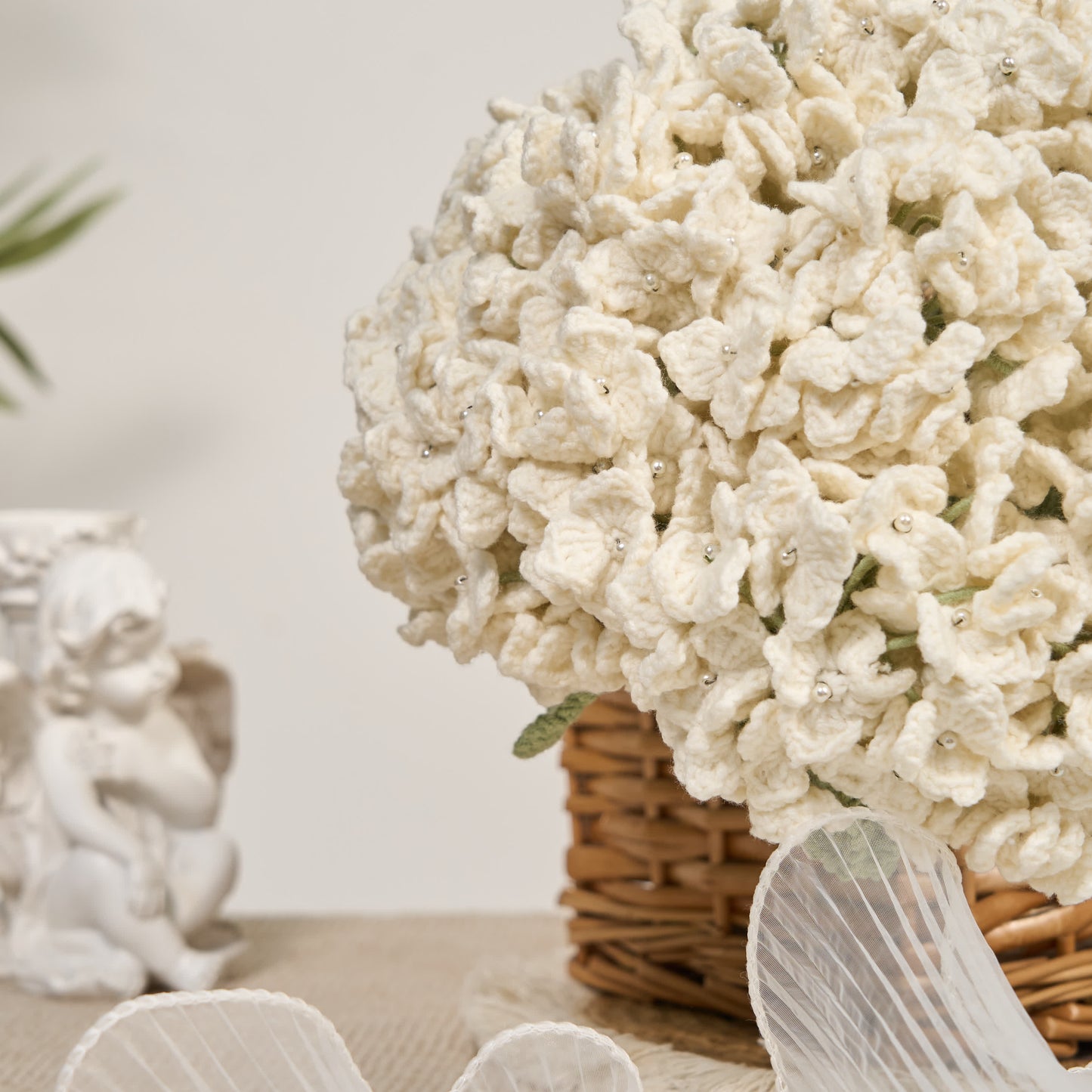 Bouquet di ortensie all'uncinetto, decorazione per la casa