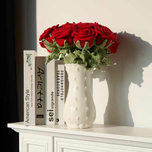 Ornamento a forma di bouquet di rose luminose intrecciate a mano