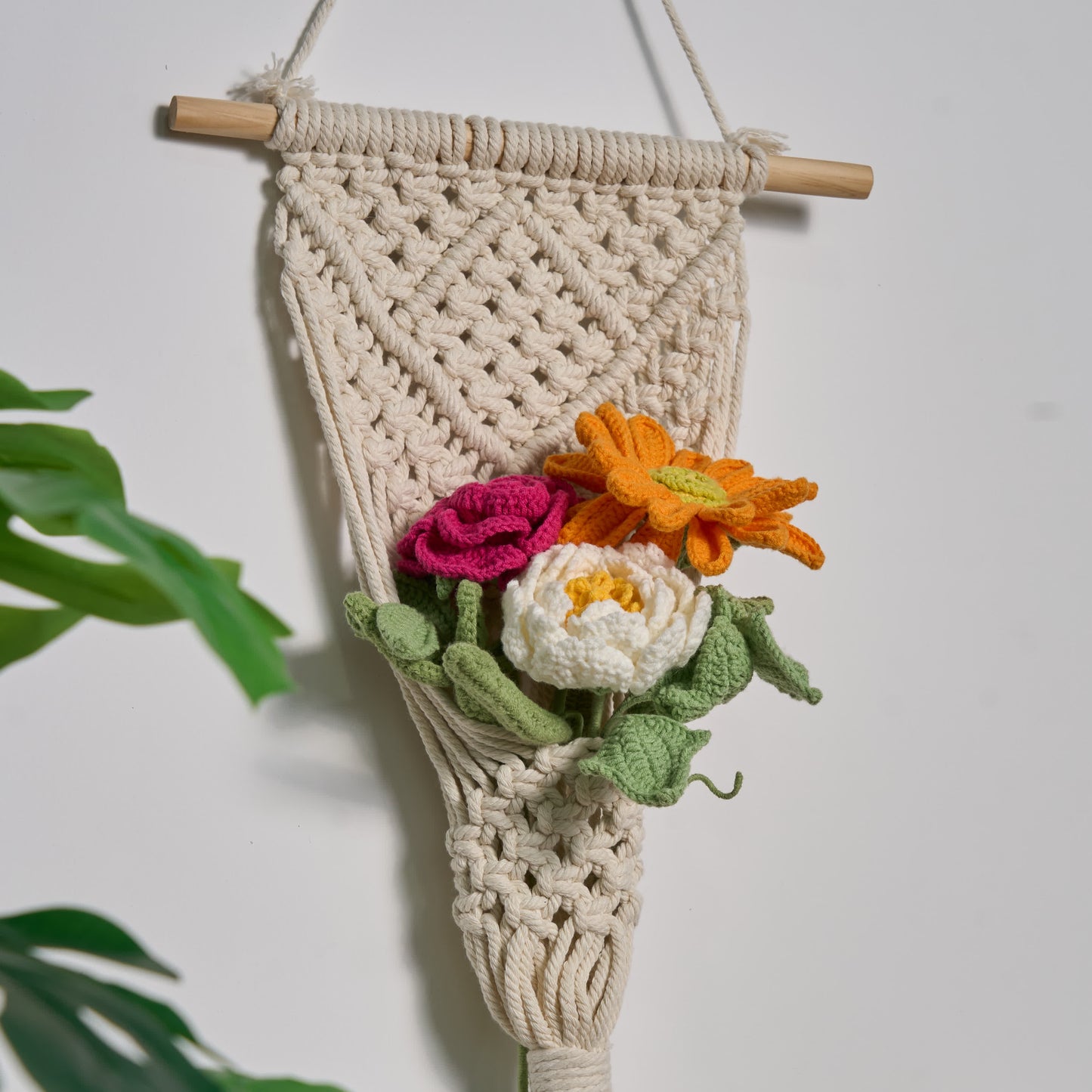Decorazioni per la casa con bouquet all'uncinetto fatto a mano (5 pezzi)