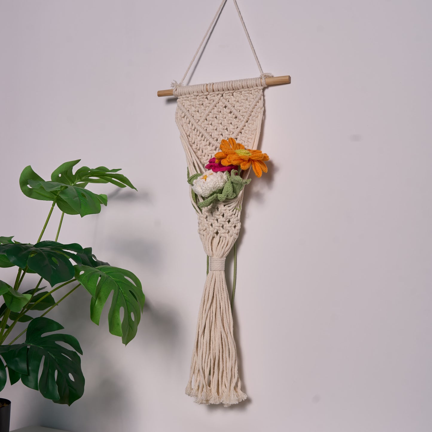 Decorazioni per la casa con bouquet all'uncinetto fatto a mano (5 pezzi)
