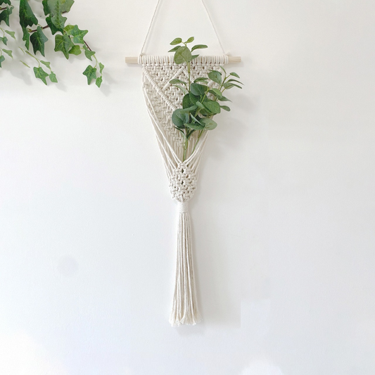 Arazzo portaoggetti in cotone tessuto a mano con fiori