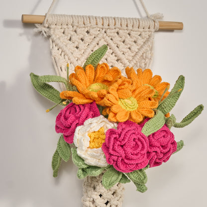 Decorazione per la casa fatta a mano con bouquet lavorato a maglia (12 pezzi)