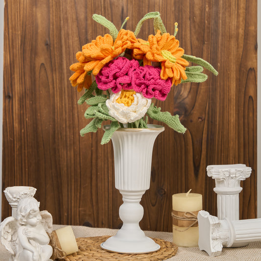 Decorazione per la casa fatta a mano con bouquet lavorato a maglia (12 pezzi)