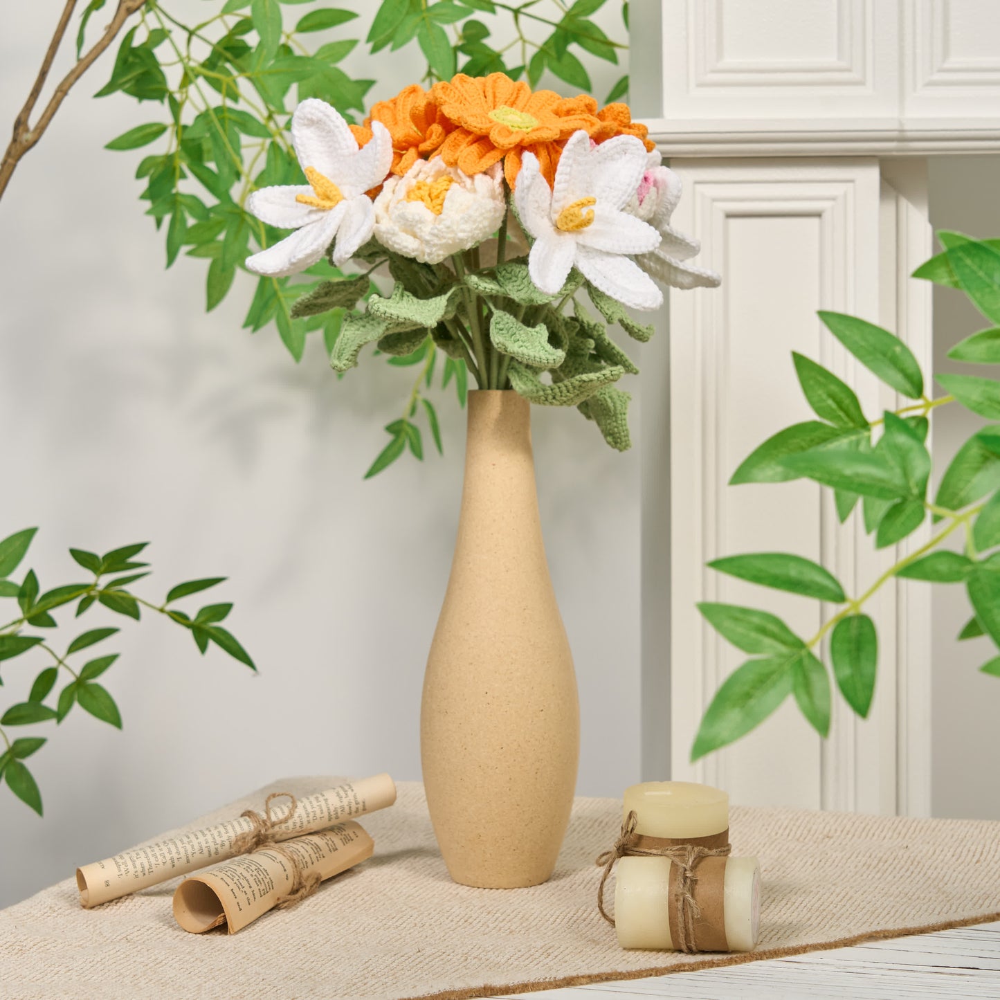 Ornamento di fiori all'uncinetto fatto a mano (12 pezzi)