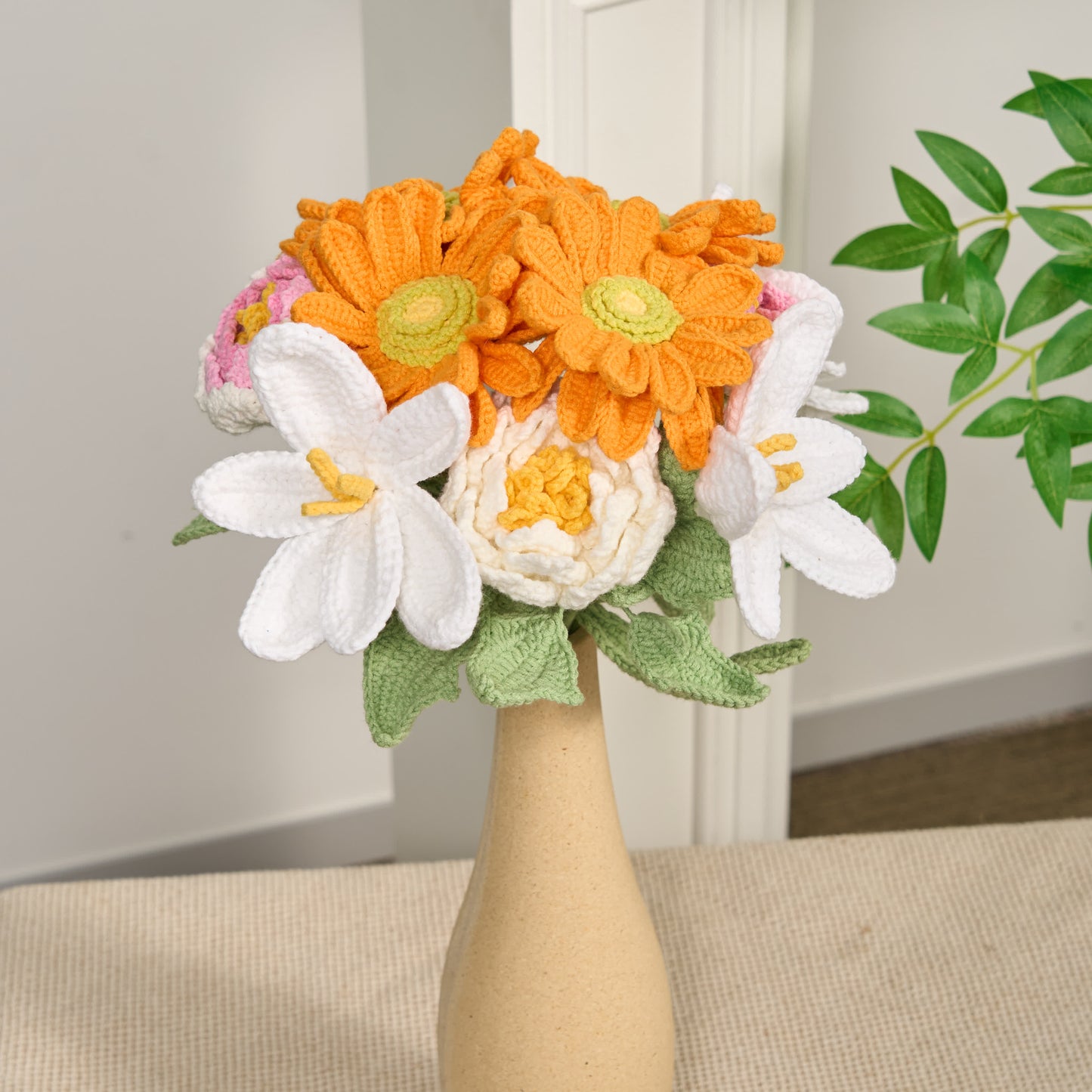 Ornamento di fiori all'uncinetto fatto a mano (12 pezzi)