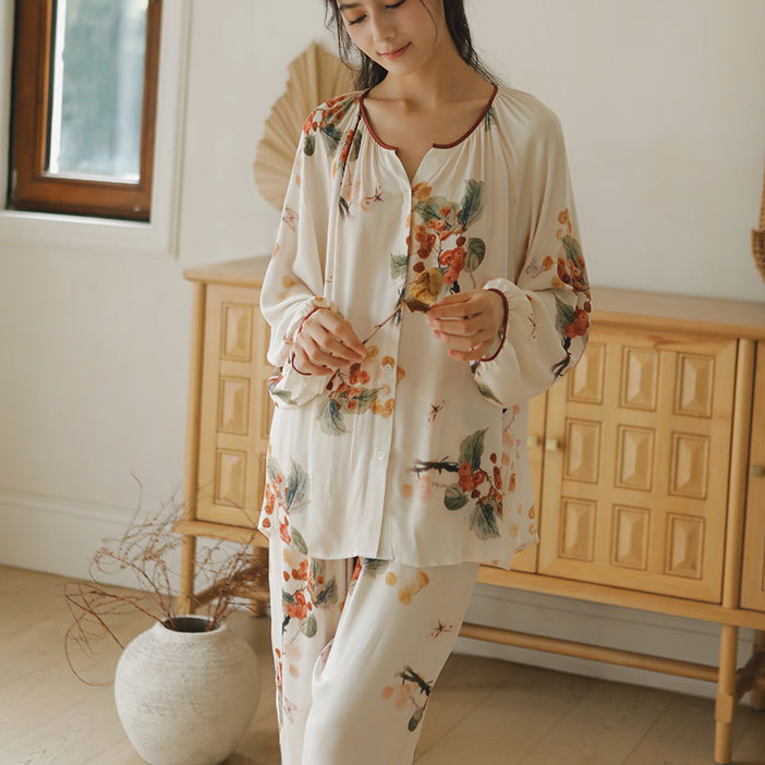 Pigiama in morbido cardigan rurale in raso