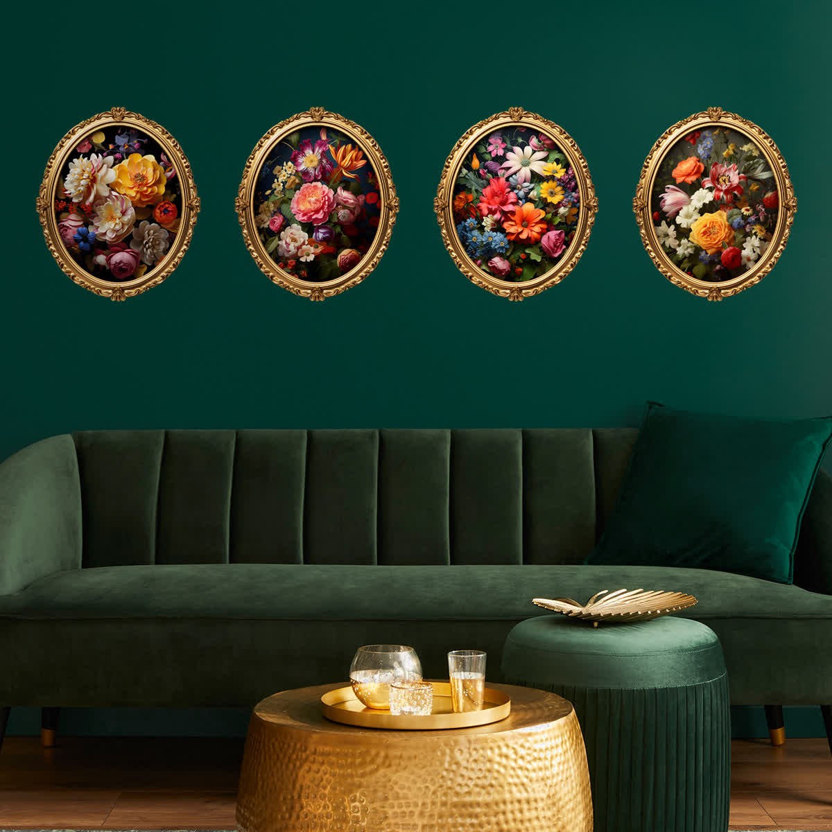 Adesivi murali autoadesivi con fiori vintage