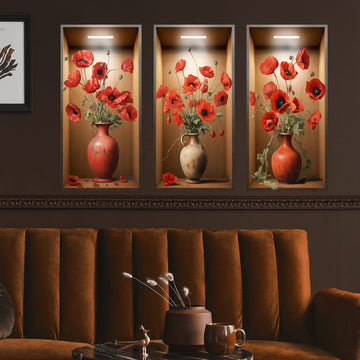 Decorazione di sfondo con adesivi murali floreali 3D