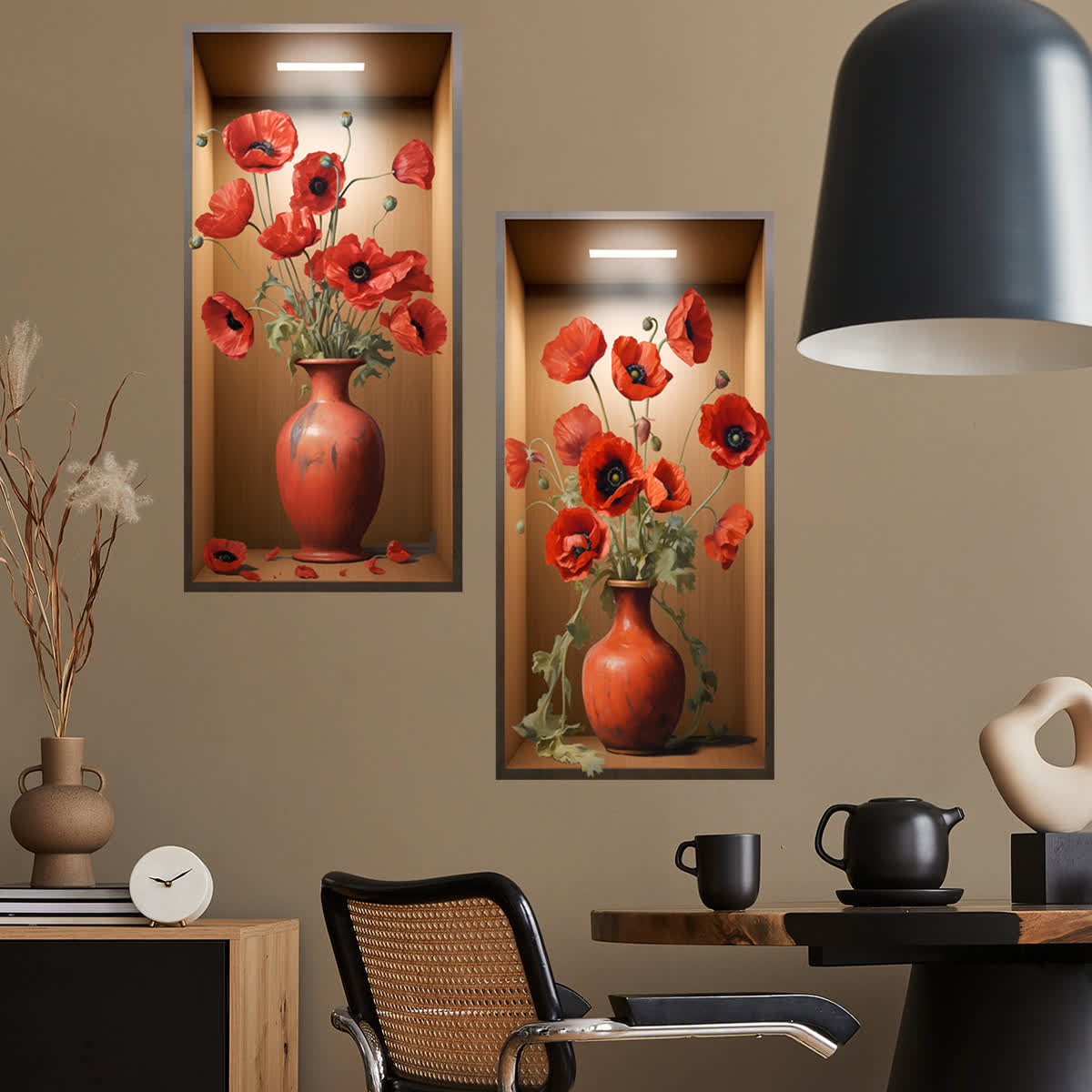 Decorazione di sfondo con adesivi murali floreali 3D