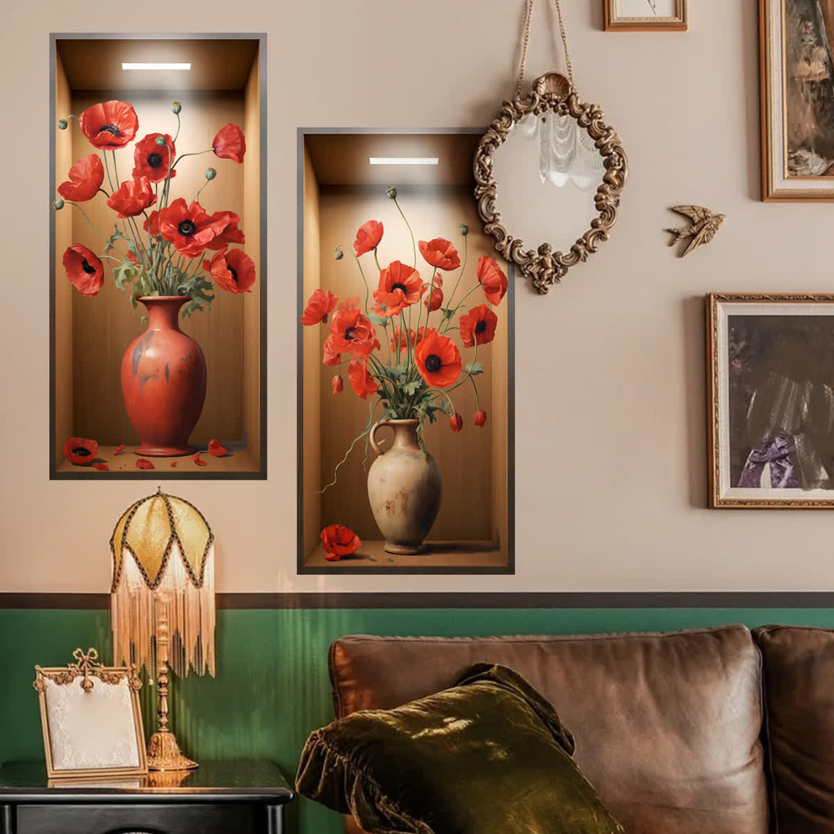 Decorazione di sfondo con adesivi murali floreali 3D