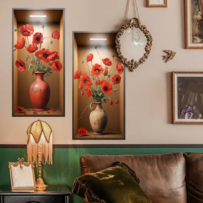 Decorazione di sfondo con adesivi murali floreali 3D