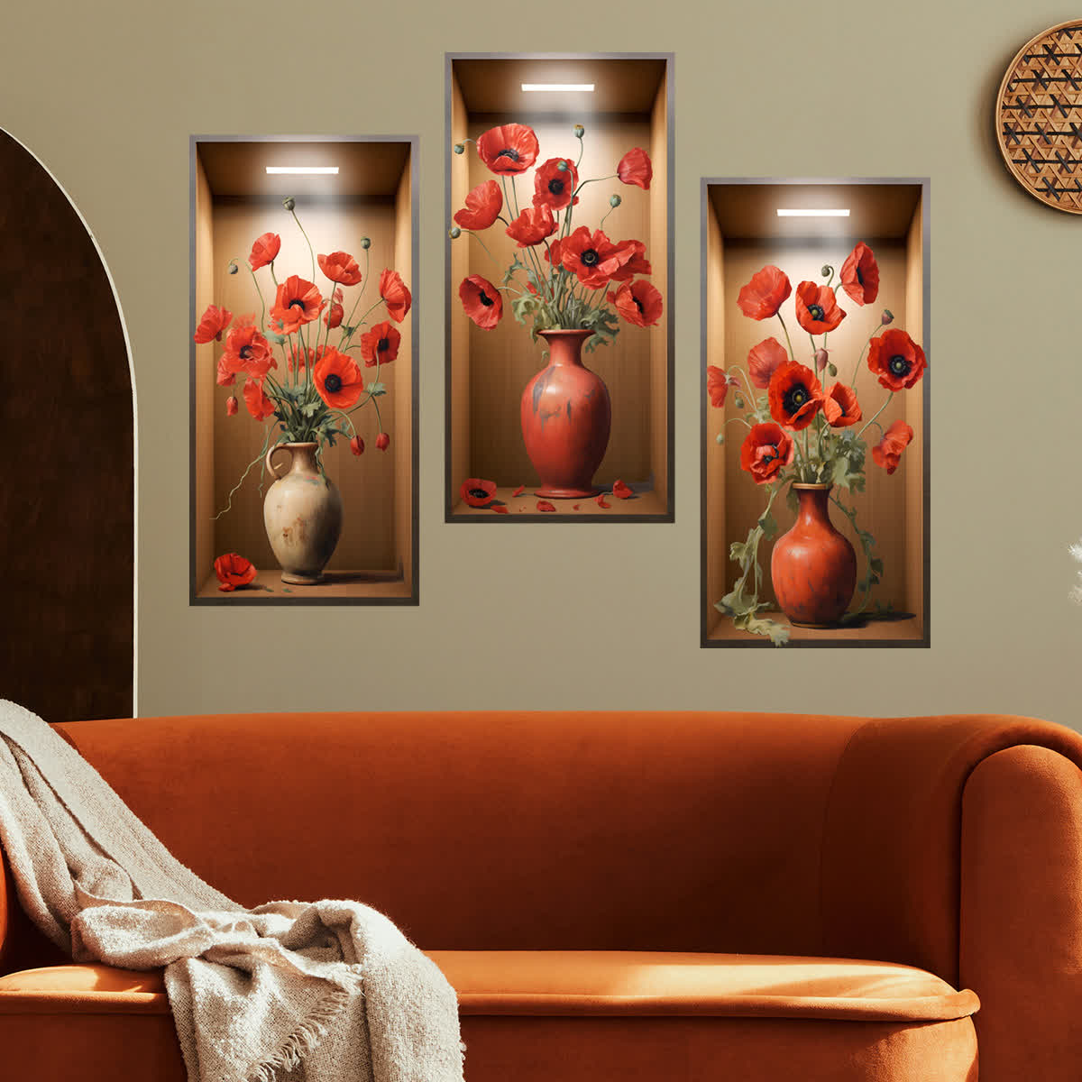 Decorazione di sfondo con adesivi murali floreali 3D