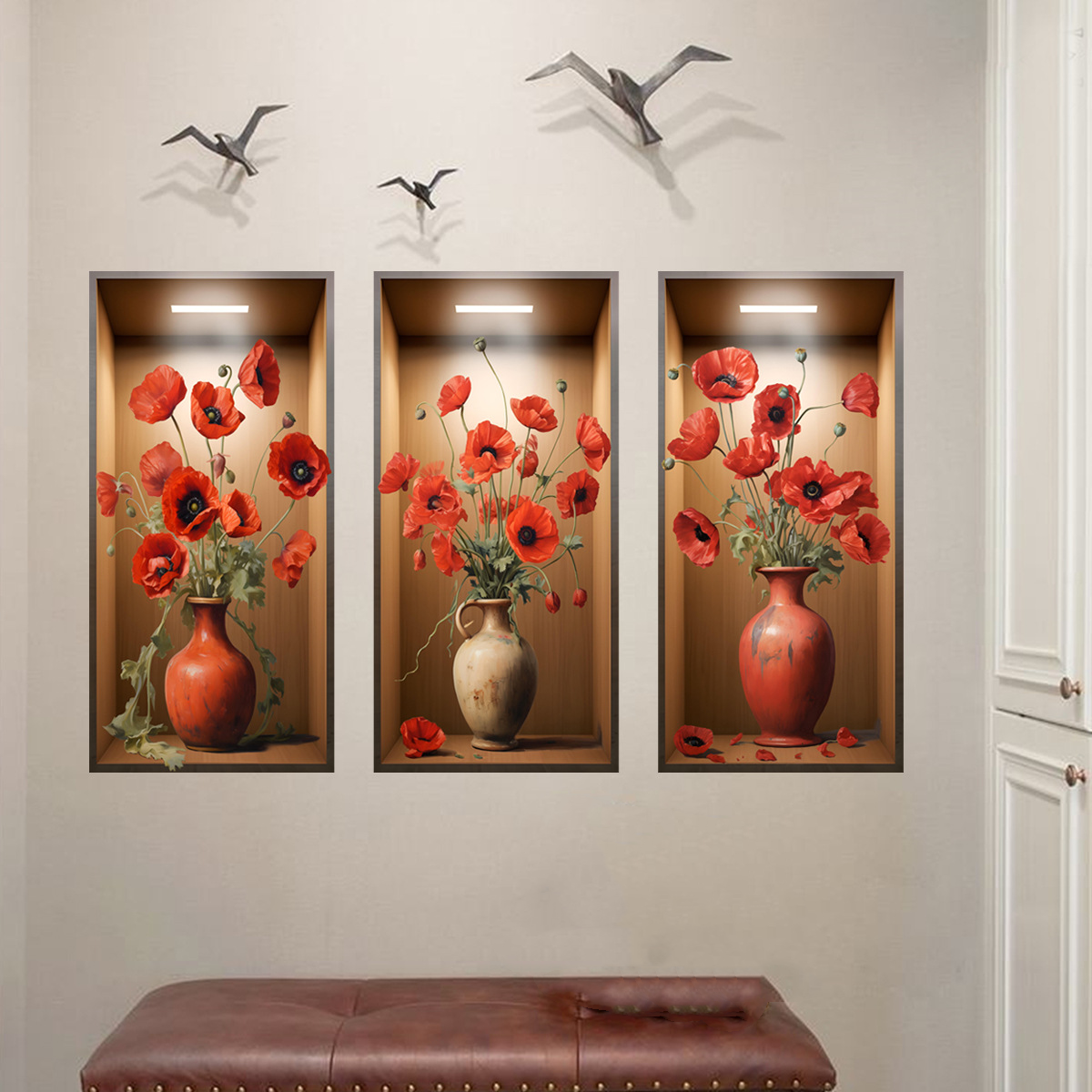 Decorazione di sfondo con adesivi murali floreali 3D