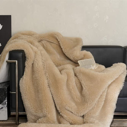 Coperta in pile bifacciale tinta unita