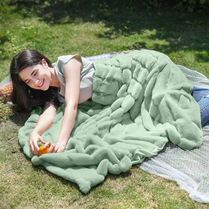 Coperta a righe in peluche tinta unita
