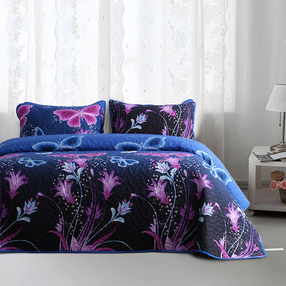 Set di biancheria da letto trapuntata con farfalle pastorali (3 pezzi)