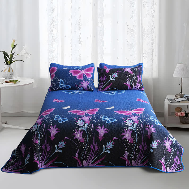 Set di biancheria da letto trapuntata con farfalle pastorali (3 pezzi)
