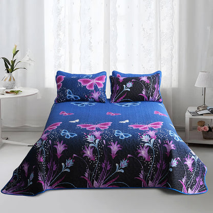 Set di biancheria da letto trapuntata con farfalle pastorali (3 pezzi)