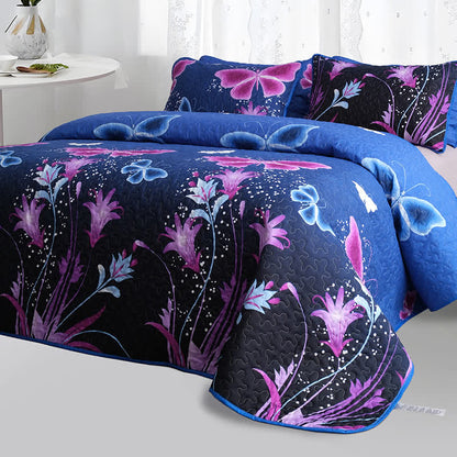 Set di biancheria da letto trapuntata con farfalle pastorali (3 pezzi)