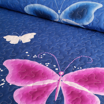 Set di biancheria da letto trapuntata con farfalle pastorali (3 pezzi)