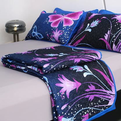 Set di biancheria da letto trapuntata con farfalle pastorali (3 pezzi)
