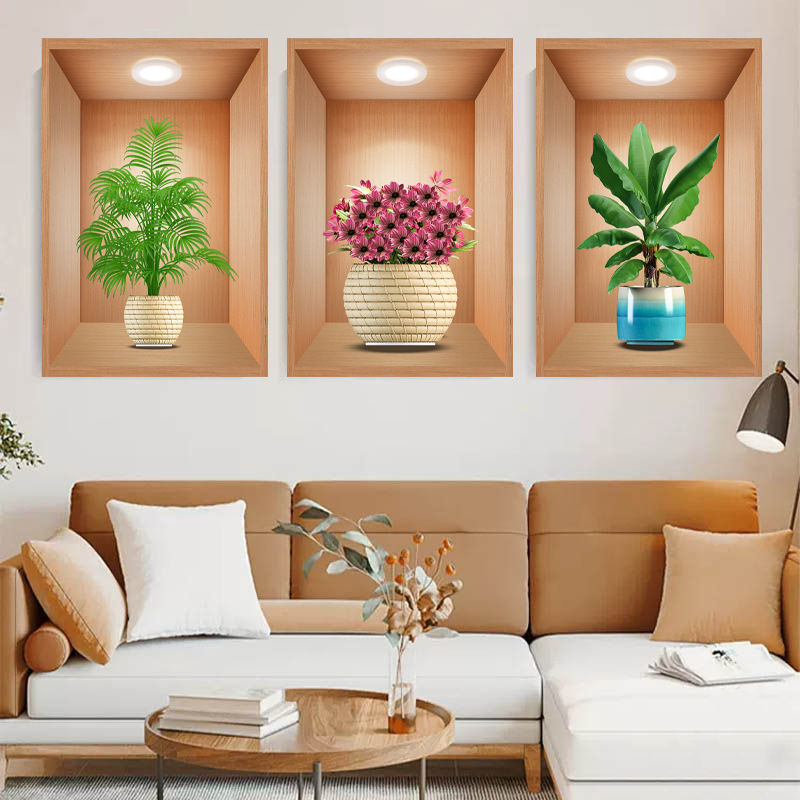 Decorazione di sfondo con adesivi murali botanici 3D