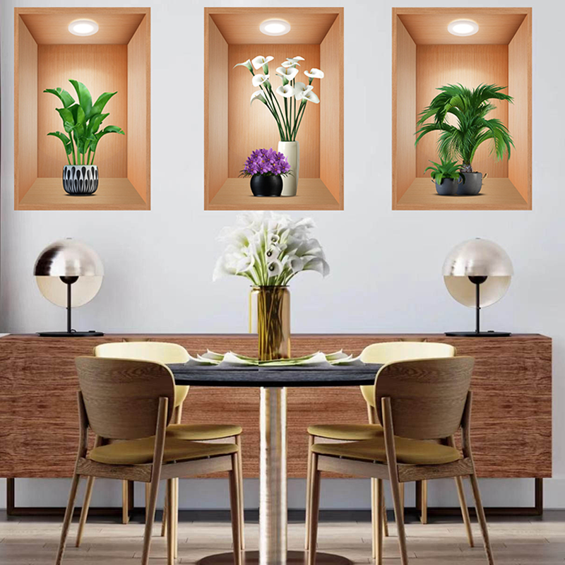 Decorazione di sfondo con adesivi murali botanici 3D