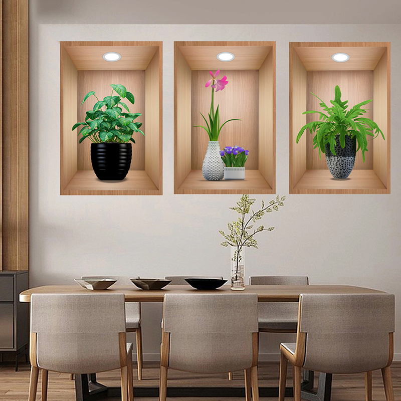 Decorazione di sfondo con adesivi murali botanici 3D