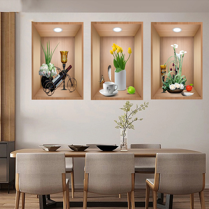 Decorazione di sfondo con adesivi murali botanici 3D