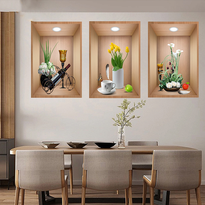 Decorazione di sfondo con adesivi murali botanici 3D