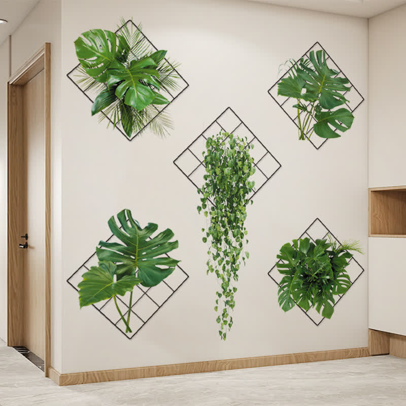 Adesivi murali decorativi botanici in vaso 3D
