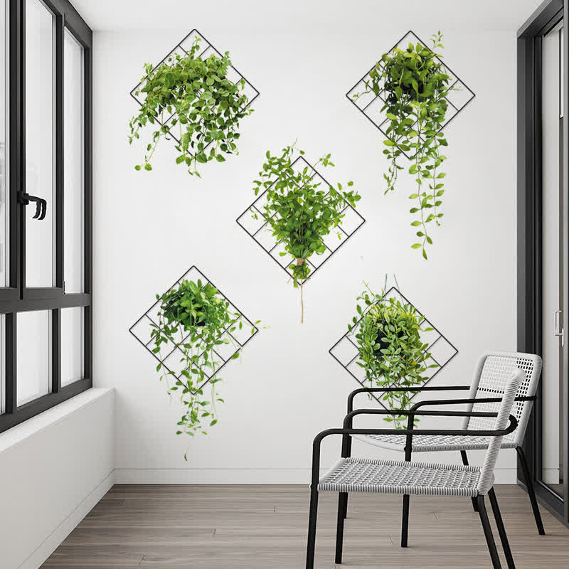 Adesivi murali decorativi botanici in vaso 3D