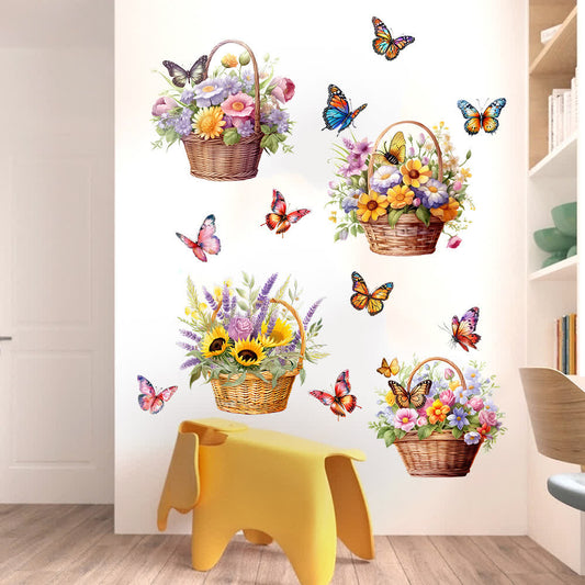 Adesivi murali rimovibili con farfalle floreali