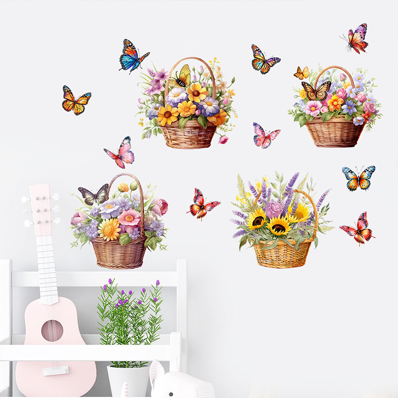 Adesivi murali rimovibili con farfalle floreali