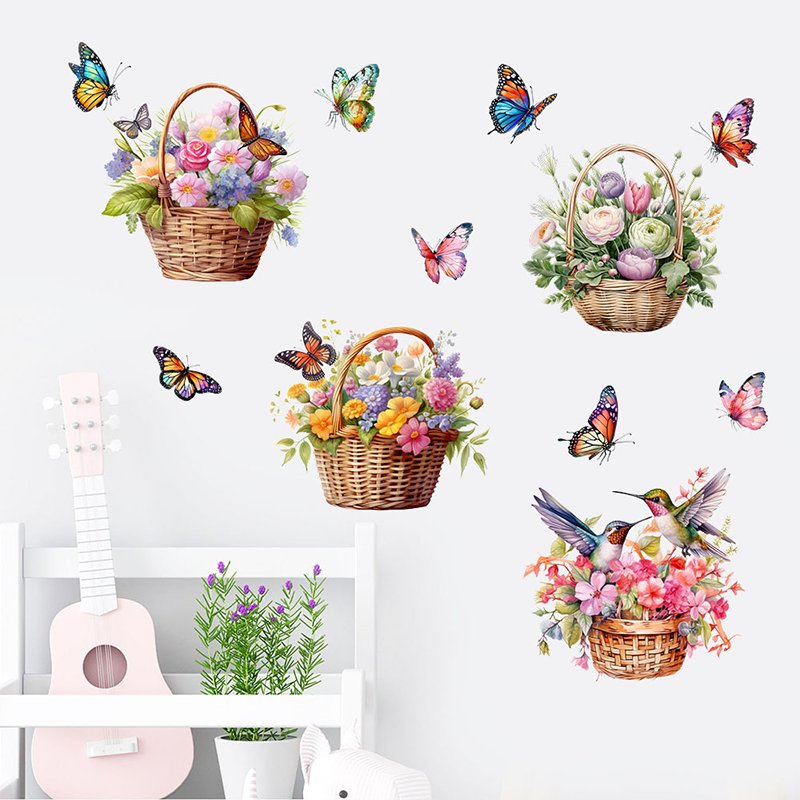 Adesivi murali rimovibili con farfalle floreali
