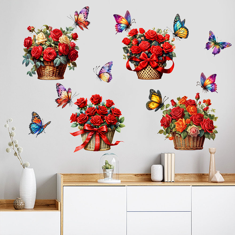 Adesivi murali rimovibili con farfalle floreali