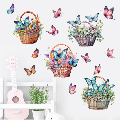 Adesivi murali rimovibili con farfalle floreali