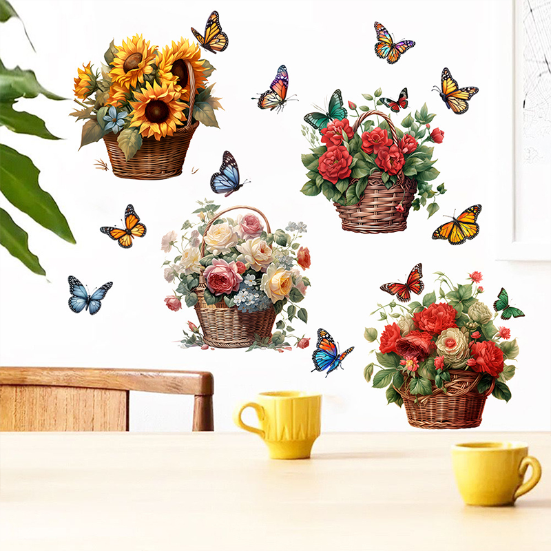 Adesivi murali rimovibili con farfalle floreali