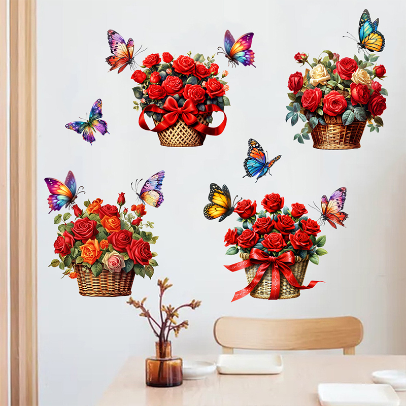 Adesivi murali rimovibili con farfalle floreali