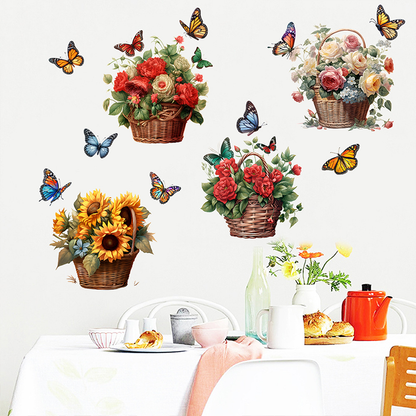 Adesivi murali rimovibili con farfalle floreali