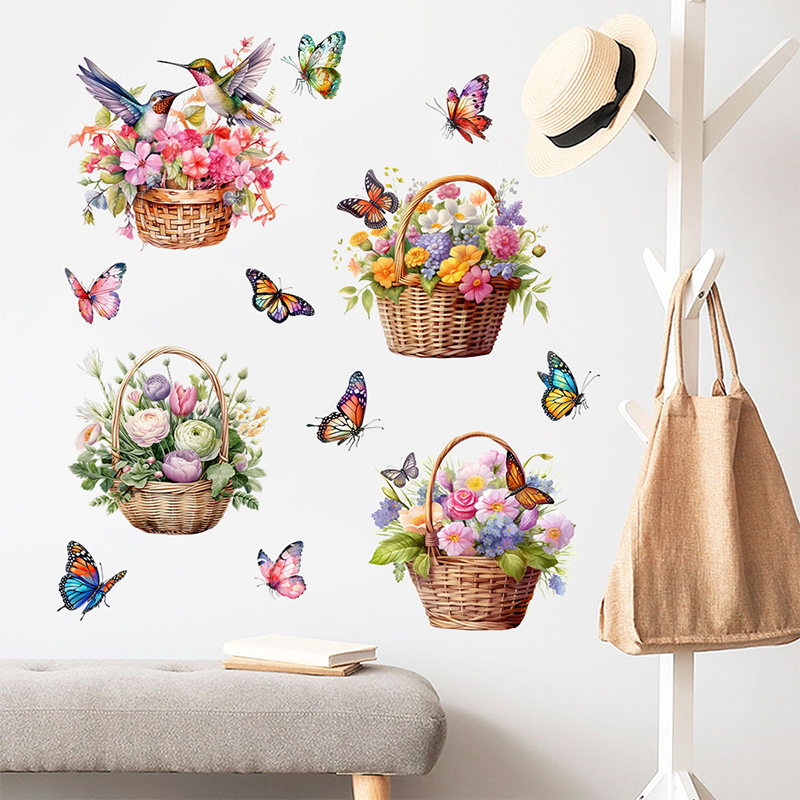 Adesivi murali rimovibili con farfalle floreali