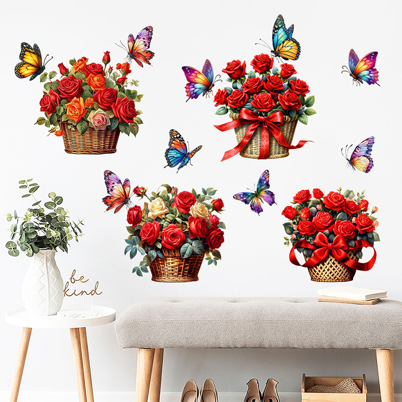 Adesivi murali rimovibili con farfalle floreali