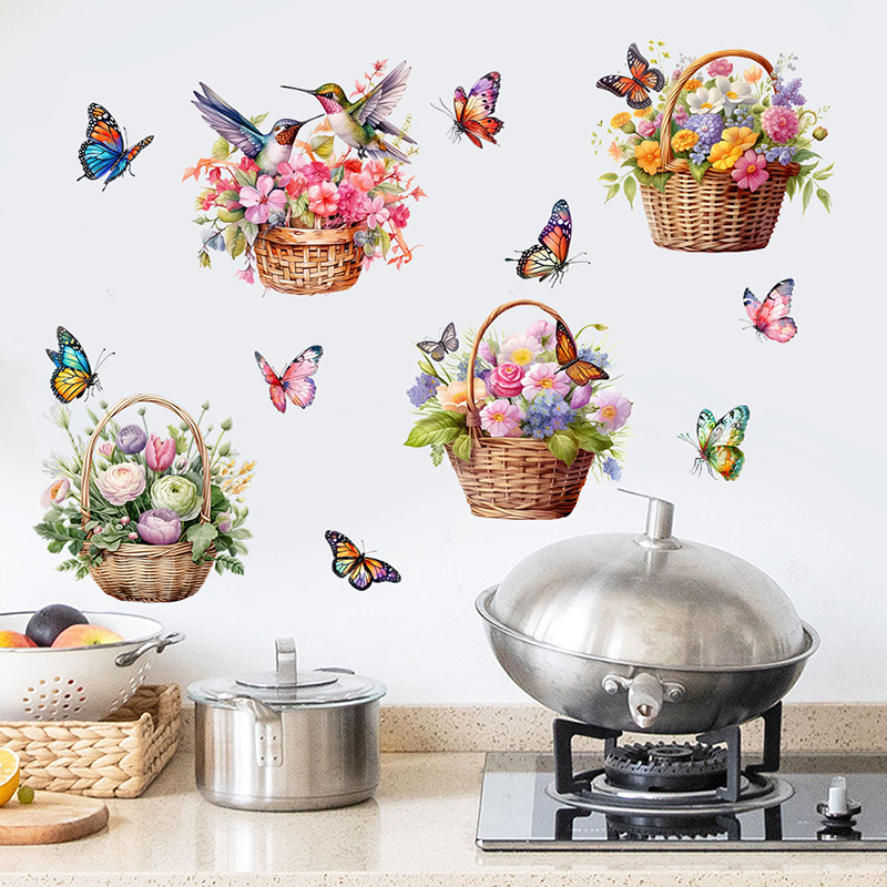 Adesivi murali rimovibili con farfalle floreali