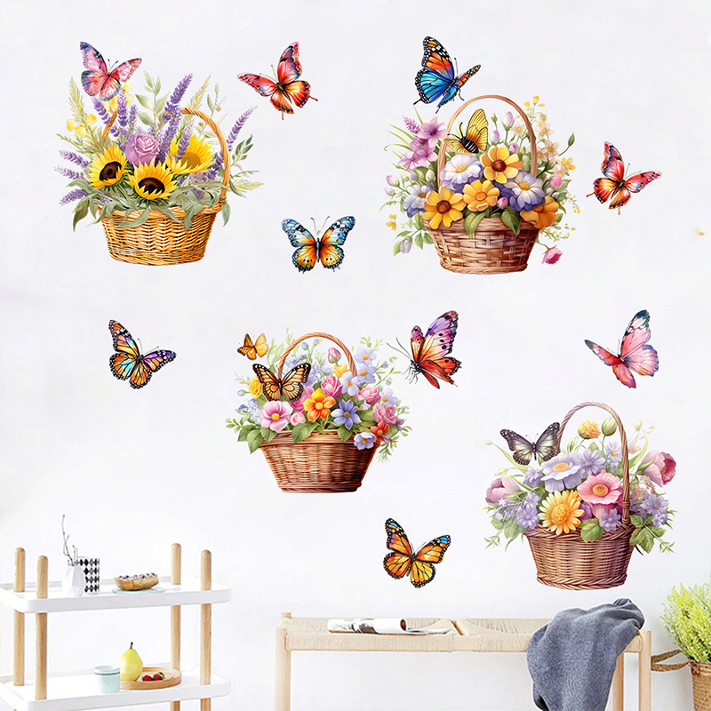 Adesivi murali rimovibili con farfalle floreali
